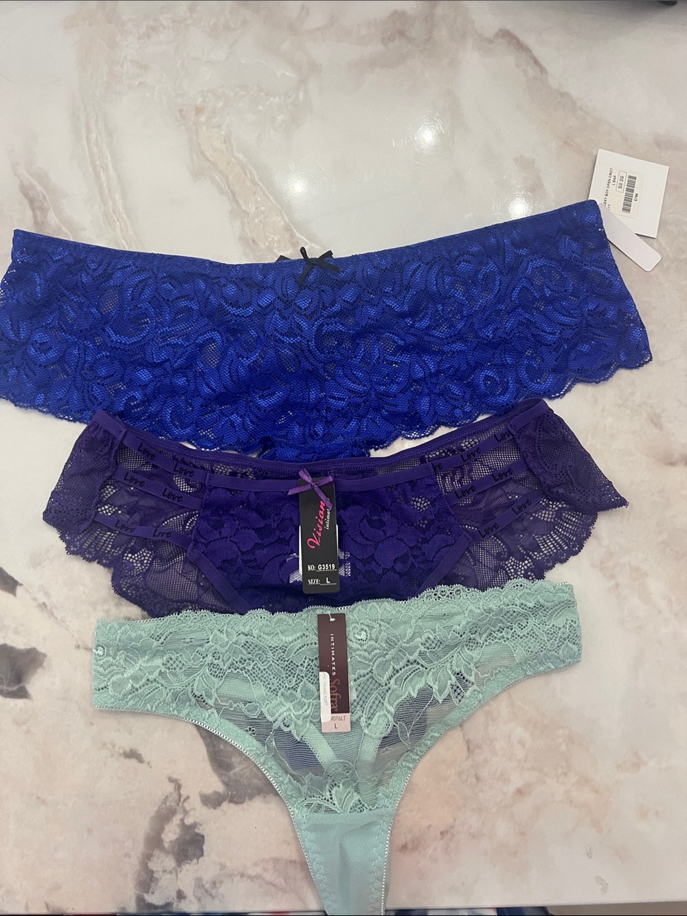 Sofra Lace Panty Set - Blue, Purple & Mint